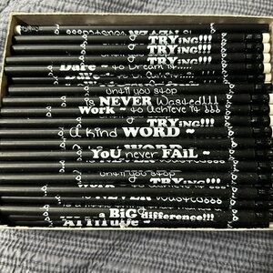 BNIB Chalkbard talk pencils with uplifting messages! Pack of 144 pencils